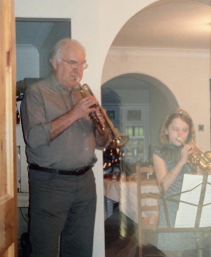 Olivia learning cornet as a child